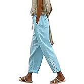 BIRW 2026 Summer Women Cotton Linen Pants Casual High Waist Comfy Lightweight Gauze Pants with Pockets Loose Trousers