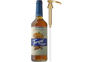 Torani Zero Sugar Puremade Syrup, Pumpkin Spice Flavoring for Drinks, Glass Bottle with Pump Included, 25.4 Fl Oz