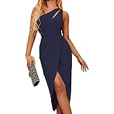 Zalalus One Shoulder Formal Dress Ruched Cocktail Party Midi Dresses