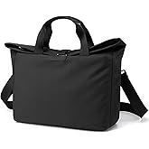 Men's Tote Bag 14-inch Laptop Shoulder Bag Nylon Waterproof Business Casual Black Messenger Bag for Work Travel