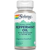 Solaray Peppermint Oil Enteric Coated w/Rosemary & Thyme Oil | Healthy, Soothing Digestion Support | 60 Softgels