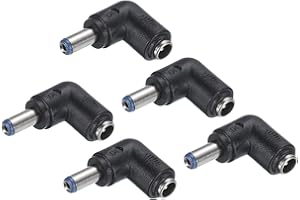 uxcell DC Power Connector Adapter, 5Pcs 90 Degree Angle 5.5mm x 2.1mm Female Jack to 5.5mm x 2.1mm Male Plug Coupler Converte