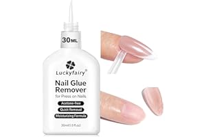 Luckyfairy 30ml Nail Glue Remover: Multi-functional Press On Nail Remover, Gentle Non-Acetone Nail Polish Remover for Gel Nails Tips, Quick Easy Removal Glueoff, Not for Gel Polish