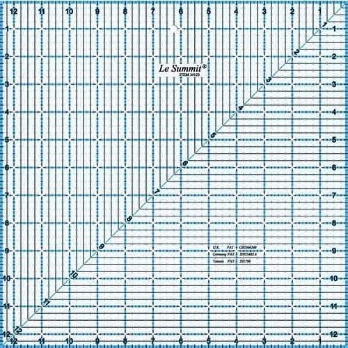 Le Summit 12.5 Inch X 12.5 Inch Quilting Ruler Clear Acrylic Ruler 12.5"X12.5"