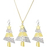 YTDYTD Christmas Tree Necklace & Earrings Set — Hypoallergenic Enamel Jewelry for Women