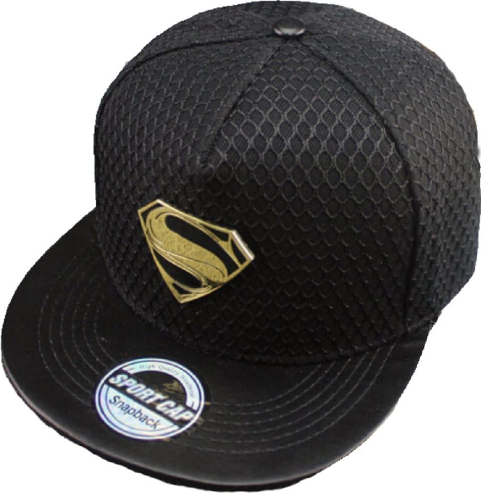 YOXO Cartoon Stlye Black Superman Snapback Cap Hat for Men and Women Baseball Cap