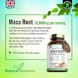 Natural Answers 180 Maca Root Capsules 10000mg Vegan UK Made view 2