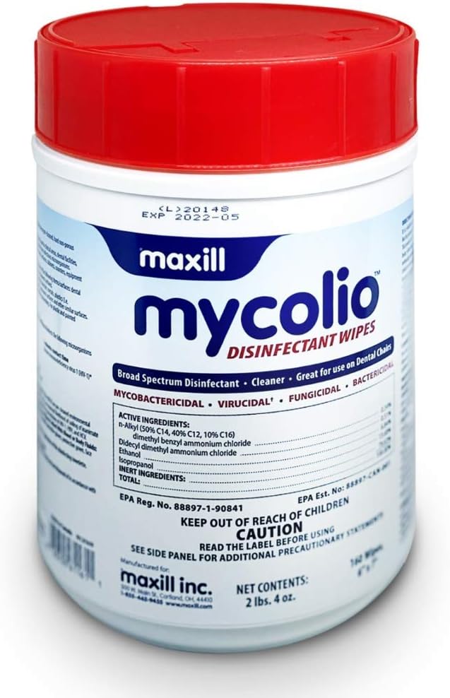 Mycolio Hospital Grade Disinfectant Wipes 160 Wipes - 6" x 7” - Disinfecting Antibacterial Sanitizing Cleaning Wipes: Health & Personal Care