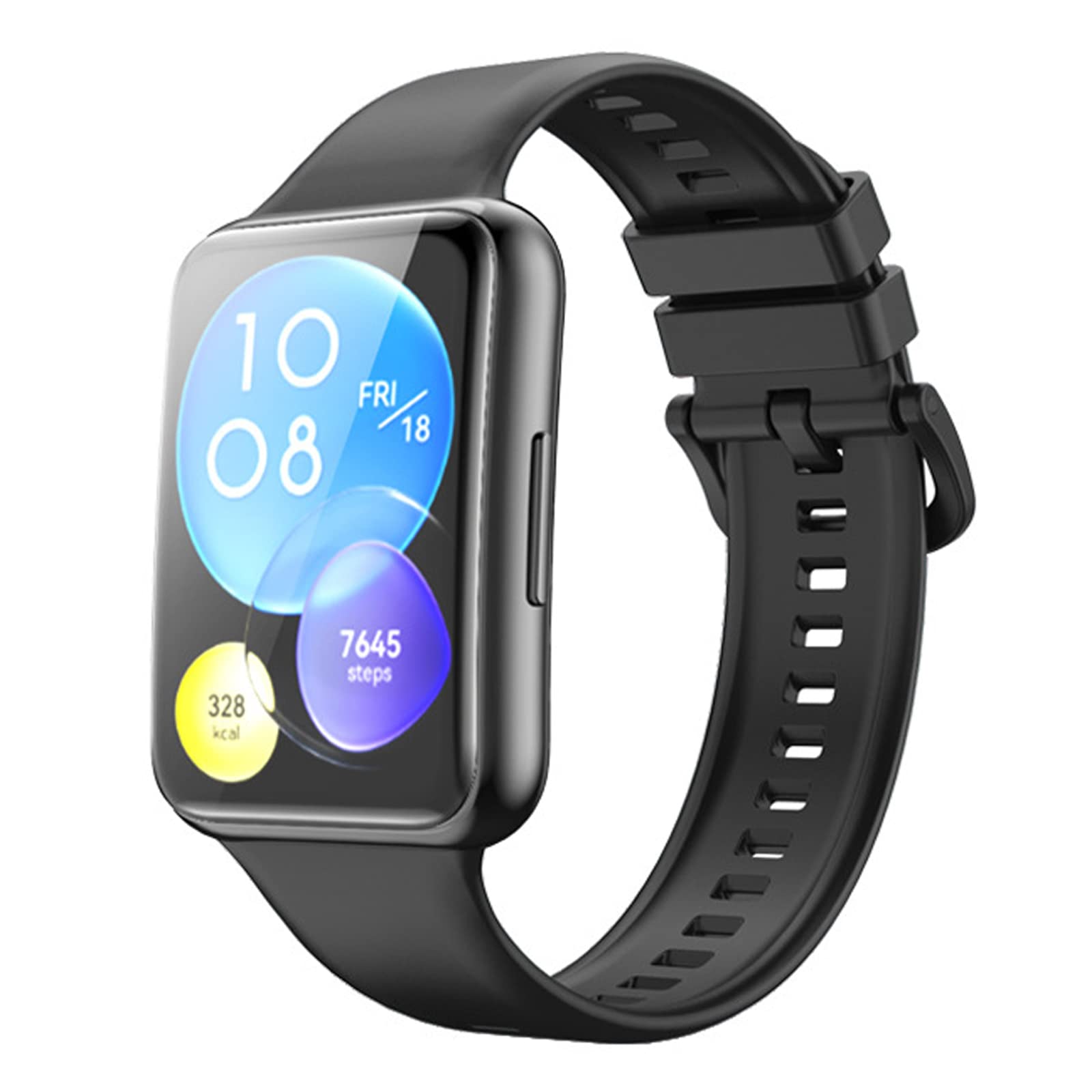 Miimall Silicone Strap Compatible with Huawei Watch Fit 2, Soft Sport Band Breathable Ultra-light Waterproof Durable Adjustable Replacement Wristband for Huawei Watch Fit 2-Black