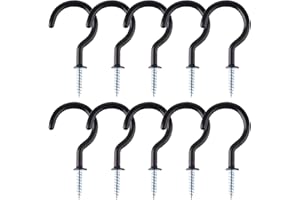 TUPARKA 10 Pcs 2 Inches Black Ceiling Hooks Heavy Duty Screw Cup Hook for Bathroom Kitchen Wall Ceiling Hanging