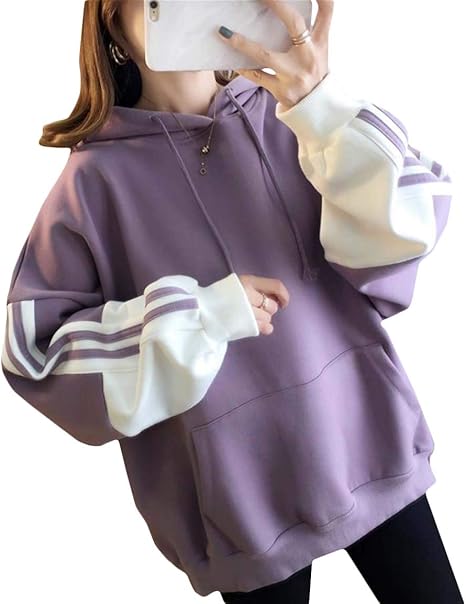 Amazon Mlboss パーカー レディース フード付き トレーナー ゆったり 切り替え スウェットパーカー 裏起毛 袖ライン プルオーバー ファッション 原宿系 アウター ポケット付き トップス トレーナー パーカー 通販