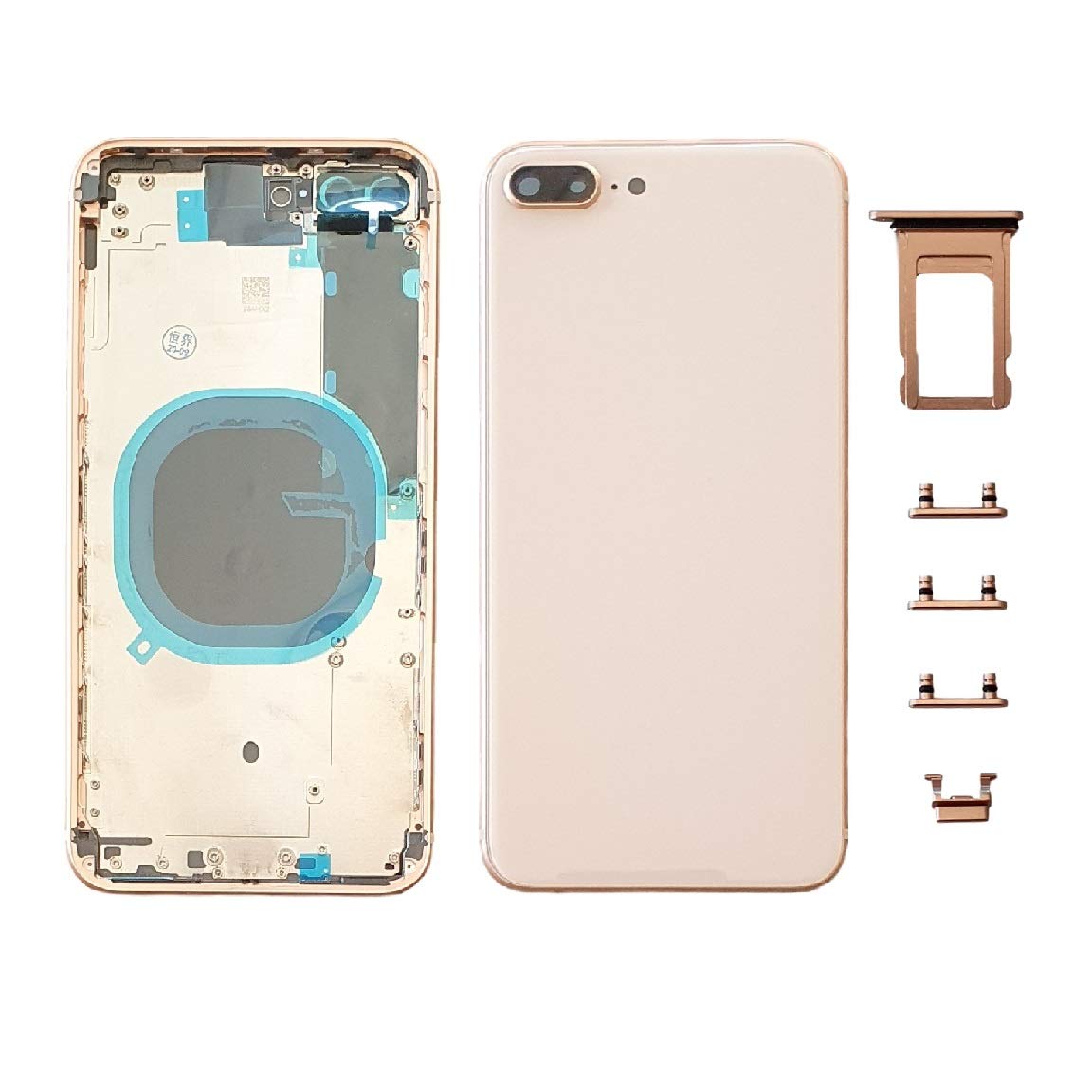Smartex® Back cover Housing + Frame compatibile with iPhone 8 PLUS | Rear Shell NO LOGO, NO PRE-INSTALLED COMPONENTS (Gold)