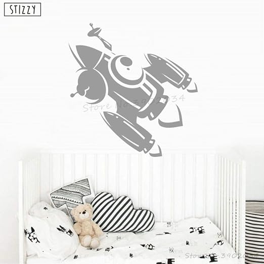 Zhuziji Wandtattoo Raketenmuster Raumschiff Wandaufkleber Fur Kinderzimmer Baby Kinderzimmer Schlafzimmer Dekoration Modern Space Decor Grau 57x58cm Amazon De Kuche Haushalt