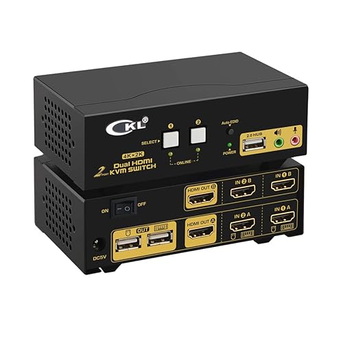 CKL HDMI KVM Switch 2 Port Dual Monitor Extended Display (CKL922HUA