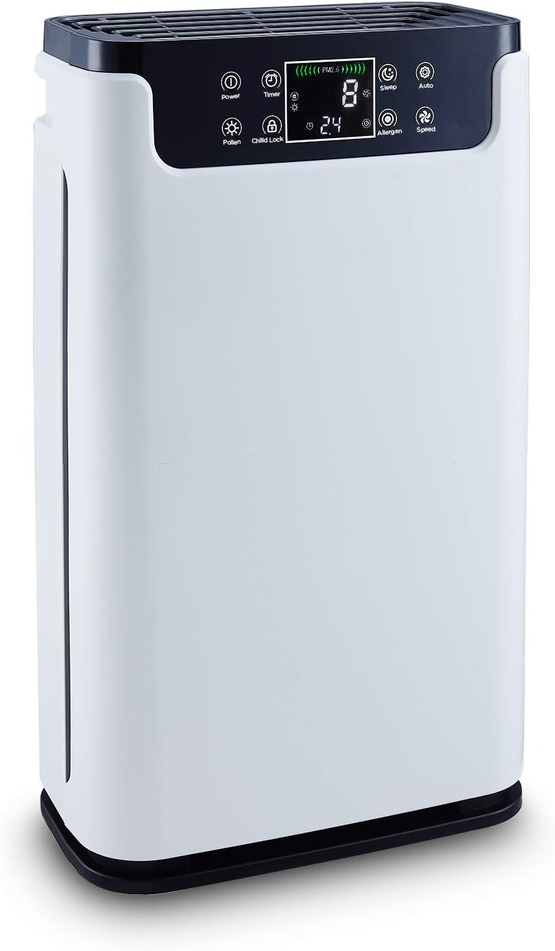 7 in 1 air purifier for home large room with true HEPA filter , Air Cleaner , Smokers, Dust, Pet's hair , Odors, 3-Speed Fan, Smart Air Quality Sensor, Automatic Mode, Sleep Mode