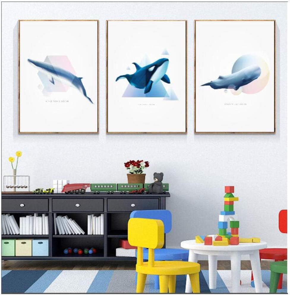 Amazon Co Jp 漫画動物ノルディックシャチマッコウクジラミンククジラポスターキャンバス組み合わせポスター子供部屋の装飾 フレームなし 50 70cm ホーム キッチン