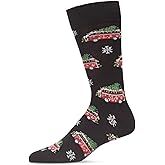 MeMoi Men's Festive Retro Bus Holiday Novelty Crew Socks
