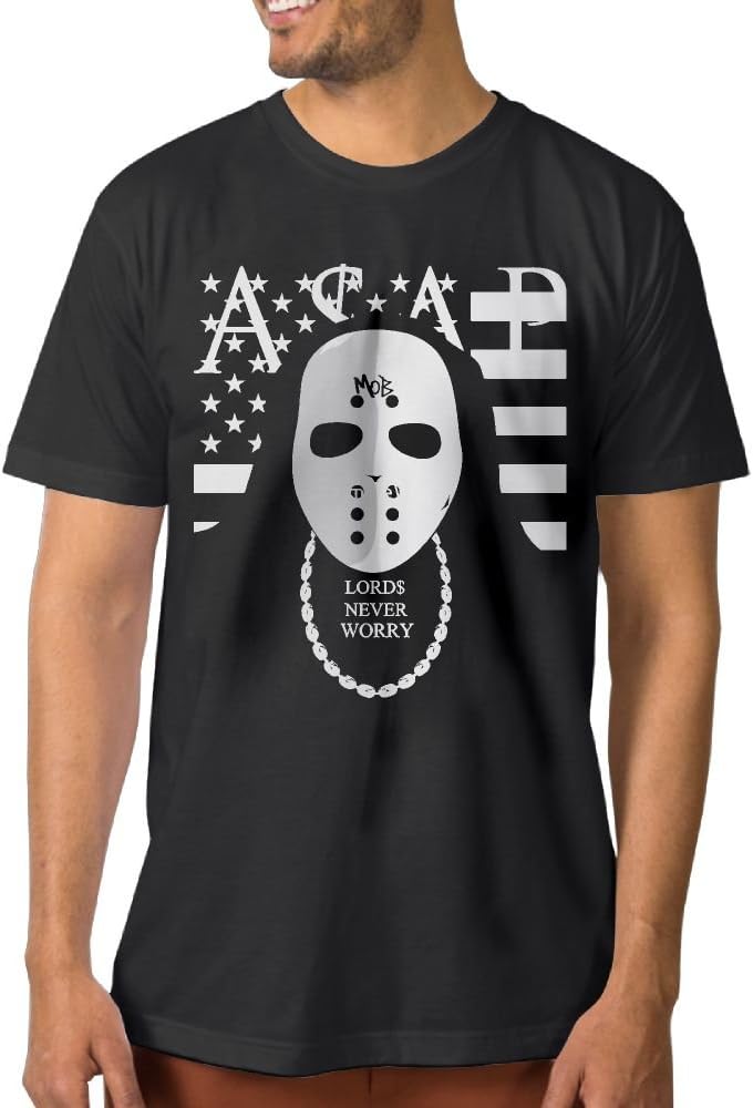 Enghuaquj Men's ASAP Mob Short Sleeve T-Shirt Black