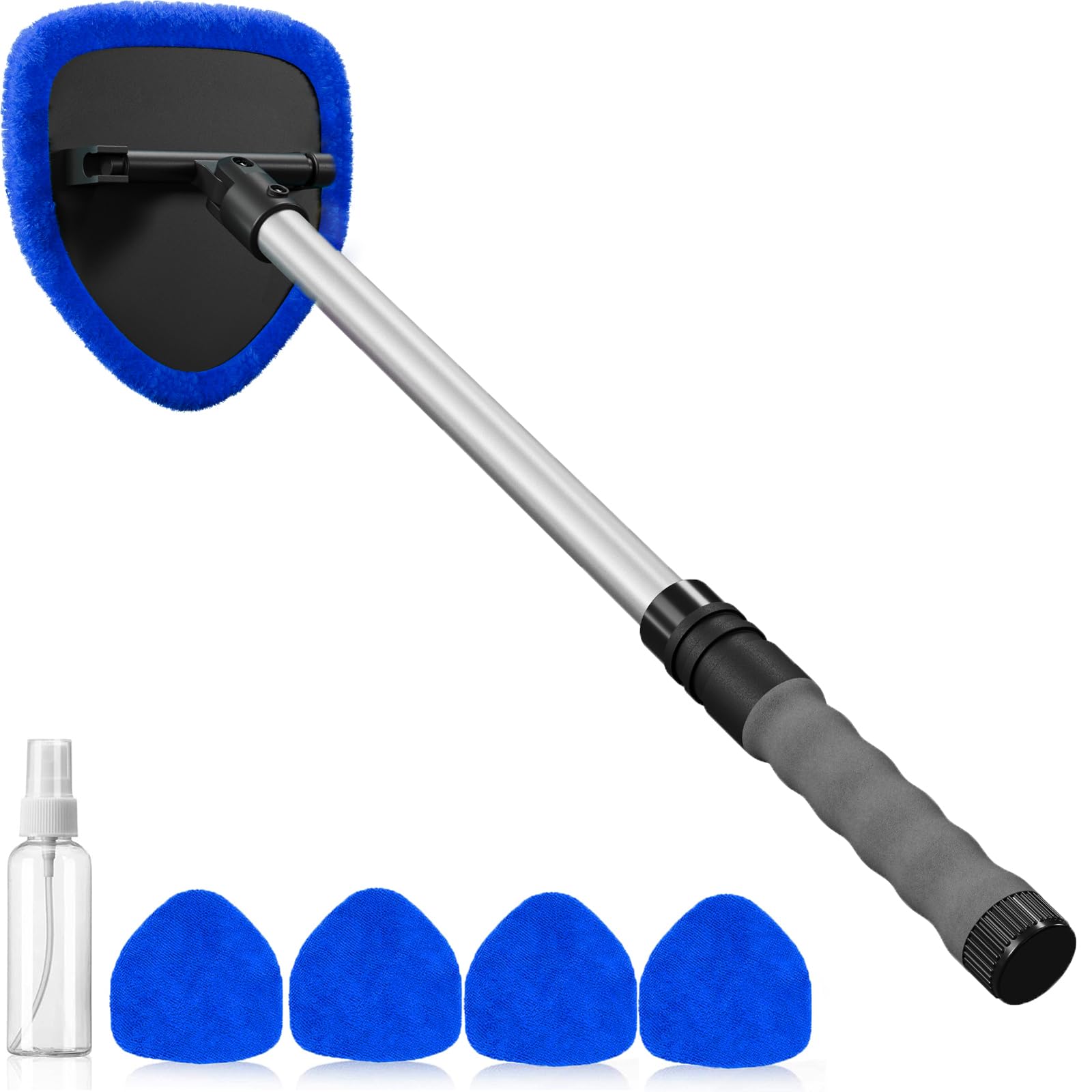 Photo 1 of desin Windshield Cleaning Tool, Car Window Cleaner Windshield Cleaner with 4 Reusable and Washable Microfiber Pads and Extendable Handle Auto Inside Glass Wiper Kit
