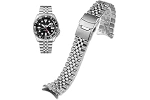 Danxancy Stainless Steel Watch Band Curved Ends Tapered 18mm 19mm 20mm 21mm 22mm 24mmFlexible Metal Watch Strap Smartwatch Bracelet Deployment Double FlipLock Buckle Silver Black Gold