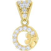 Jewels By Lux 14kt Yellow Gold Womens Cubic-Zirconia Butterfly Fashion Charm Pendant