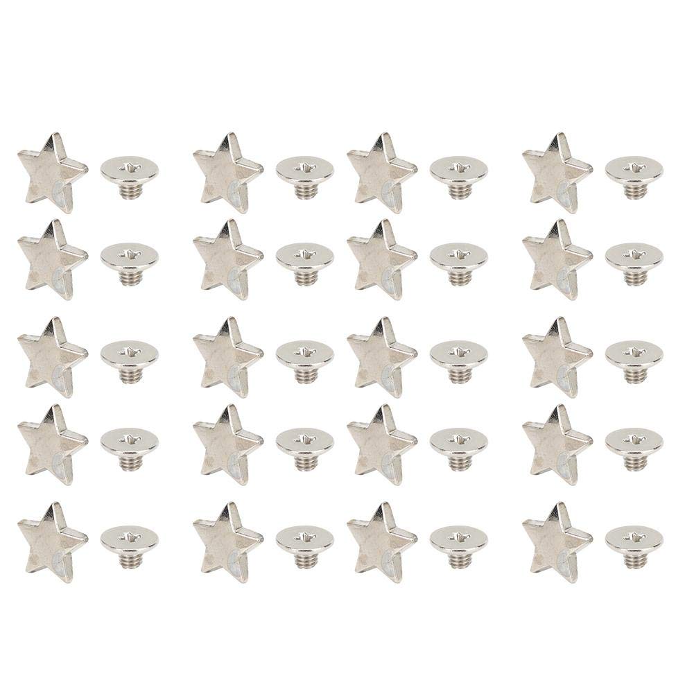 Atyhao Screws Nails Rivets, 20 Set 12mm Star Shape Button Studs Screwback Cap Rivets for DIY Leathercraft Clothes Shoes Bag Decoration Silver