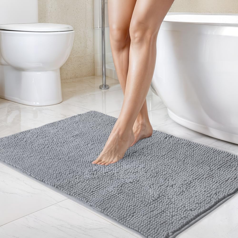 Emma Barclay Noodle Soft Touch Non-Slip Bathroom Rug in Silver - Shower Mat 40x60cm — image 1