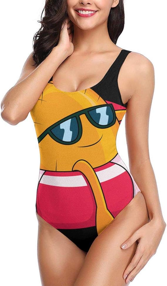 Amazon Co Jp 漫画パイナップルフルーツ レディースのワンピース水着は快適で速乾性があり クラシックなスポーツのワンピース水着で セクシーで魅力的です 服 ファッション小物