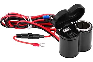 Prise allume cigare + Motorcycle Cigarette Lighter 12-45V Waterproof USB Socket Scooter Bike Handle Bar Power Adapter Mounted