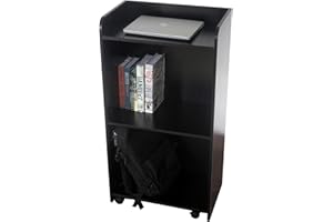 EastSideHX Lecterns & Podiums, Podium Stand with Wheels and Storage Layer, Portable Podium Reception Desk, Suitable for Church pulpits, Mobile lecterns for Meetings, and classrooms Black