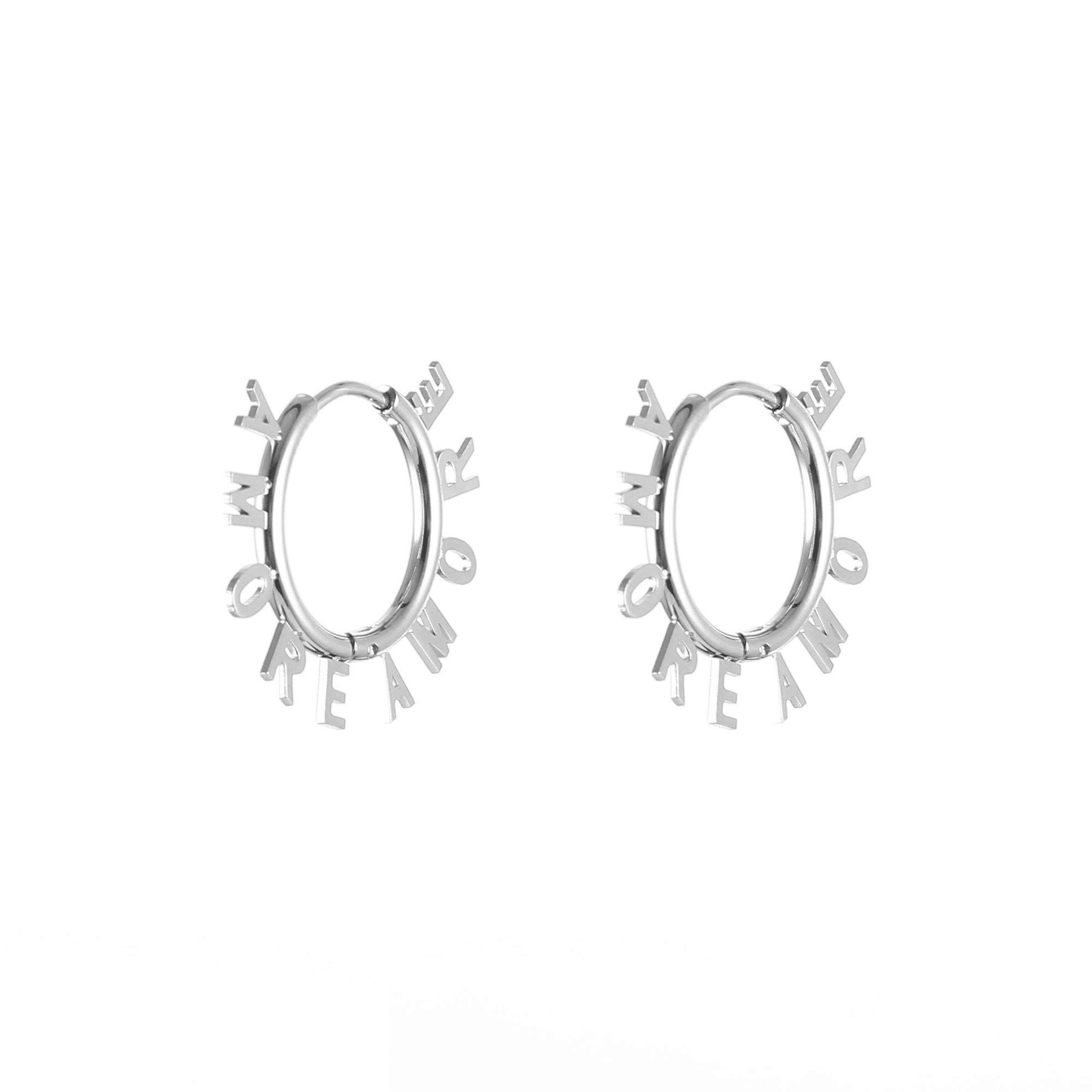 Woman's letter hoop earrings, stainless steel Hypoallergenic Lightweight hoops for Women Girls Valentine's Day Gift (2.3cm)