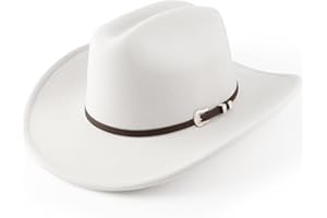 DRESHOW Cowboy Hat for Women and Men Classic Felt Western Hat for Cowboys Cowgirls Wide Brim Belt Buckle Retro Fedora Hats