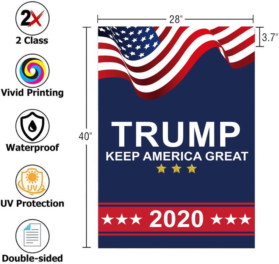 Homissor Donald Trump 2020 Garden Flags- Keep America Great Again Double Sided Yard Flag Banner Lawn Outdoor Decoration Election Day 12.5x18 Inch : Garden & Outdoor