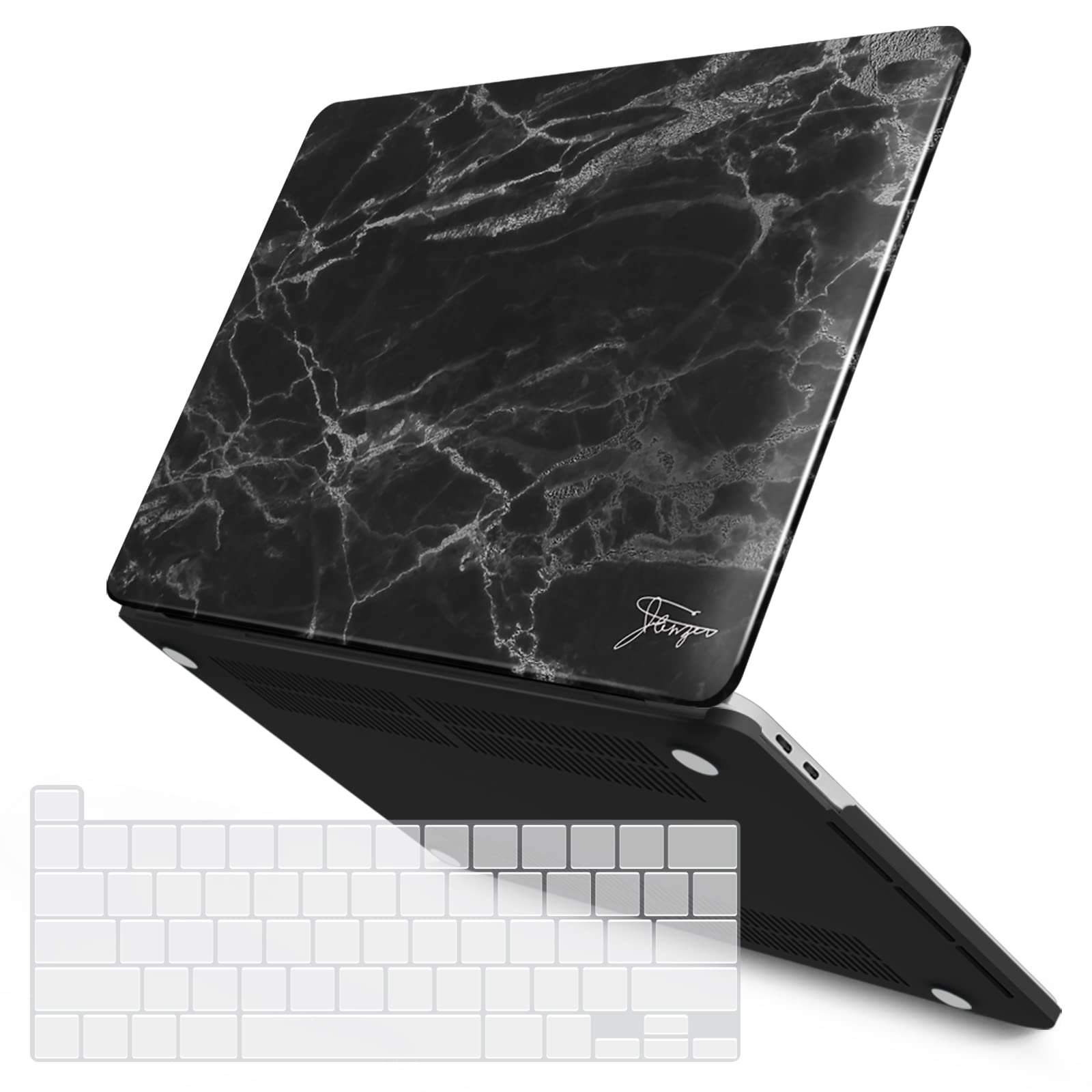 Photo 1 of IBENZER Compatible with 2024 2023 M2 MacBook Pro 13 Inch Case 2024-2016 M1 A2338 A2289 A2251 A2159 A1989 A1706 A1708, Hard Shell Case & Keyboard Cover for Mac Pro 13, Black Marble, T13BKMB+1