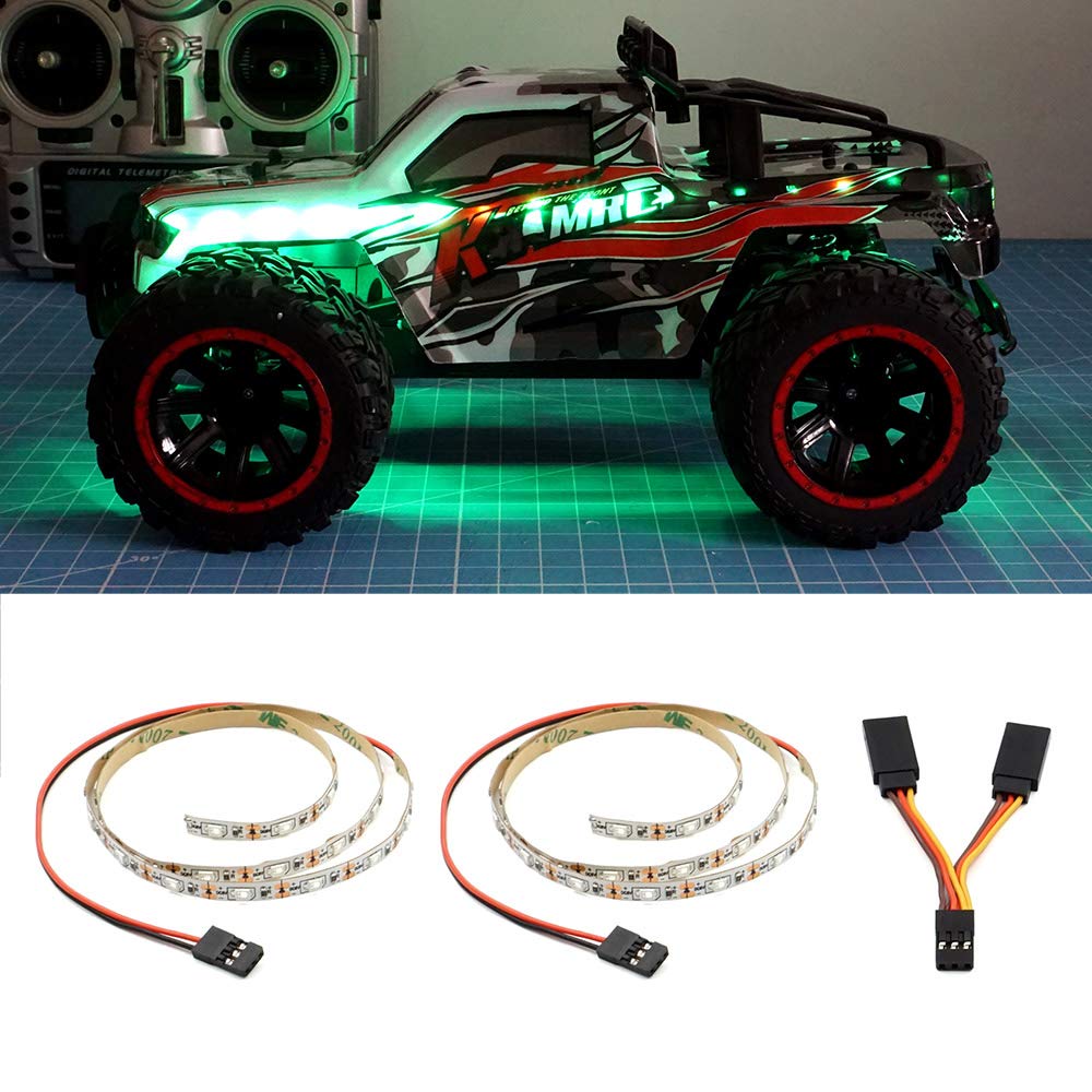 Efluky LED Light Strip Set for RC Planes, Drones & Model Cars - Green (2-Pack) with 5m Length per Strip