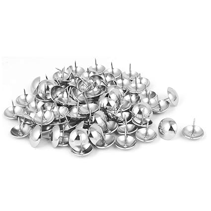 SLB Works Home Furniture Sofa 25mmx25mm Iron Upholstery Tack Domed Nail Silver Tone 80pcs