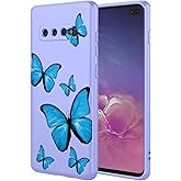 KOARWVC Phone Case for Galaxy S10+ Case, SM-G975U Samsung S10 Plus Case Cute Butterfly Pattern Protective Soft TPU Phone Cover for Samsung Galaxy S10 Plus Purple Butterfly