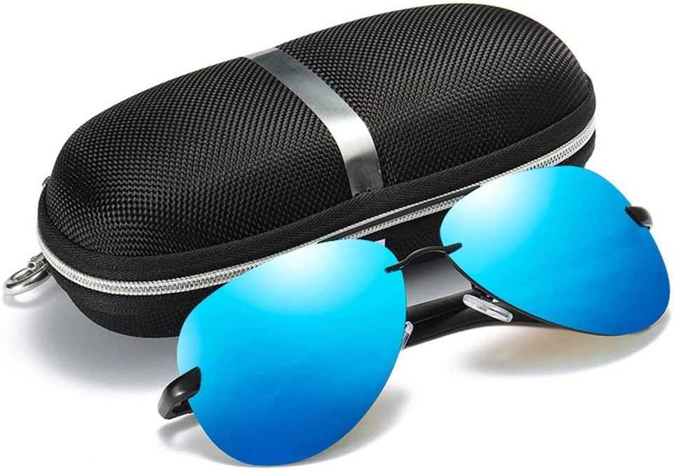 WYHP Men's Polarized Glasses Cycling Sunglasses HD Aviator Lens Golf/Driving/Fishing/Travel Glasses (Color : Black/blue)