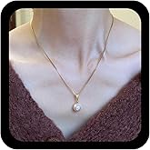 Allereyae Boho Pink Pearl Pendent Necklace Minimal Pearls Necklaces Gold Pearl Choker Necklace Bridal Pearls Chain Necklaces Jewelry for Women
