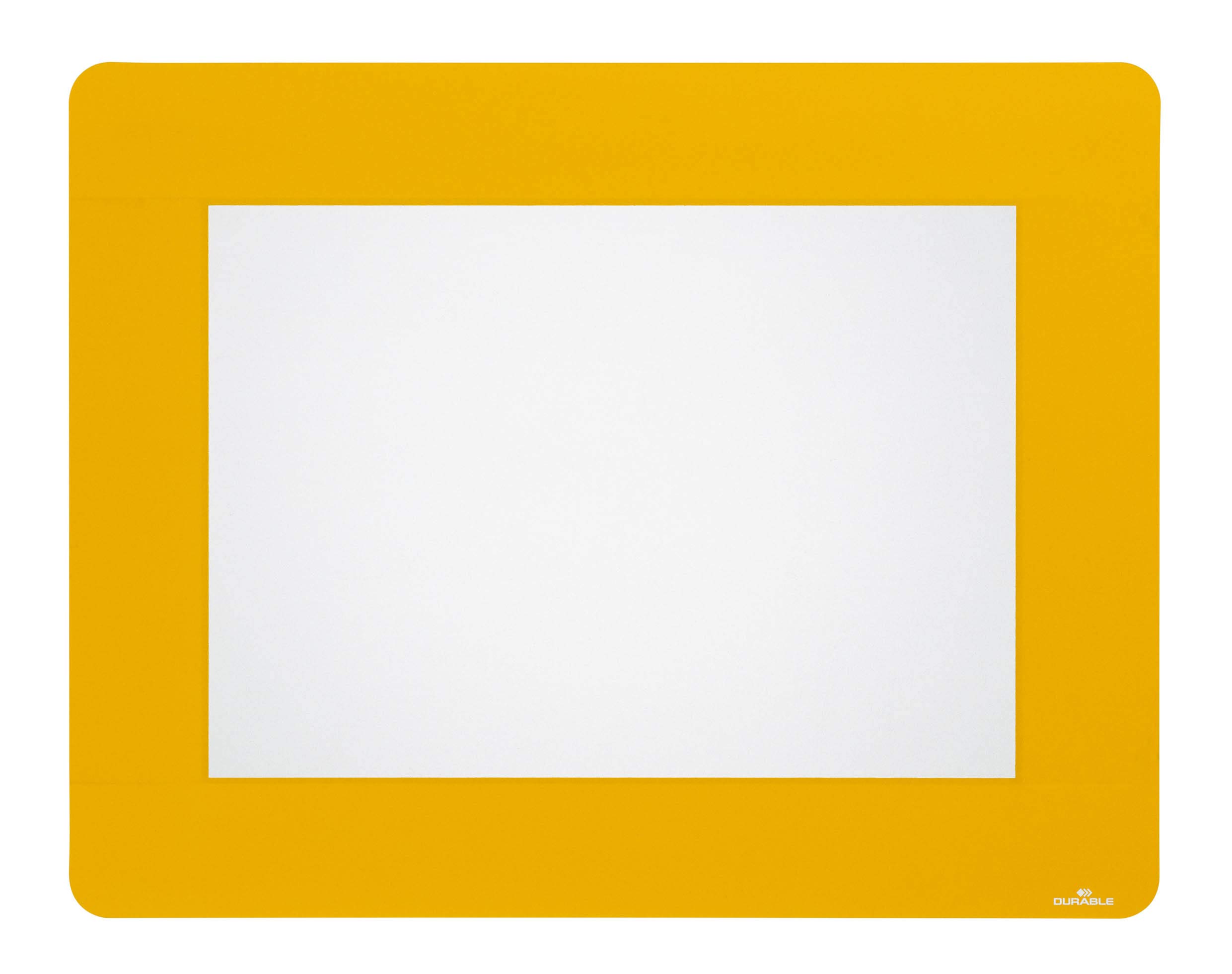 Durable Removable Self-Adhesive A4 Floor Frame - Non-Slip Safety Label Holder - Pack of 10 - Yellow - 401 x 314 x 0.4mm