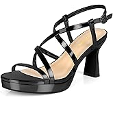 PIZZ ANNU Women's Vela Platform Heels Sandals Chunky Block Comfort Strappy Slingback Open Toe Heeled Sandals with Buckle Ankle Strap for Wedding Party Dress Pump Shoes