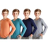Youth Boys Girls Long Sleeve Active Shirts Dry-Fit Moisture Wicking Athletic Performance T-Shirt Tops