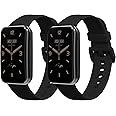 kwmobile Straps Compatible with Xiaomi Mi Band 7 Pro Straps - 2x Replacement Silicone Watch Bands - Black/Dark Green