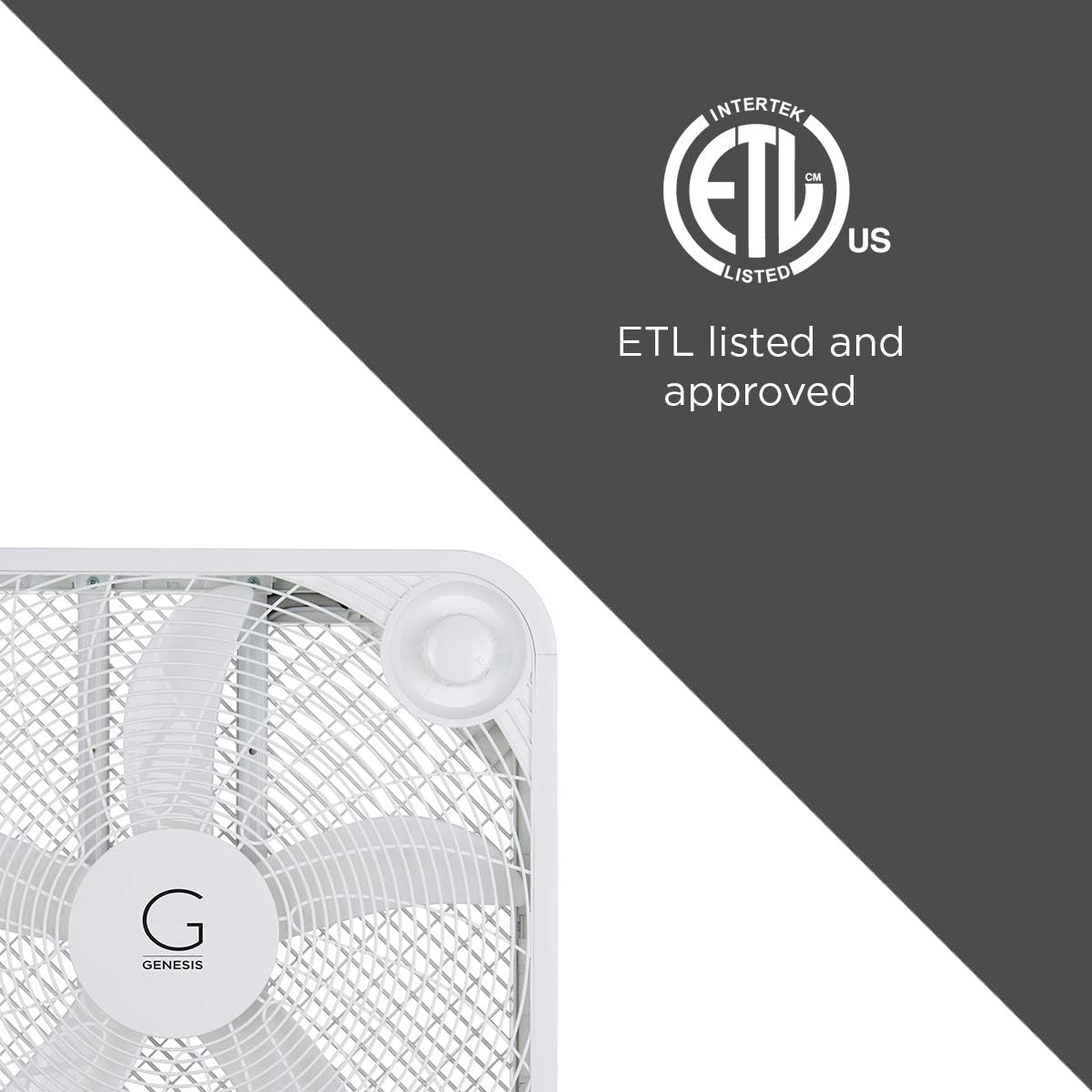 Genesis Box Fan, 3 Settings Max Cooling Technology, Carry Handle, 20 inch, White: Home & Kitchen