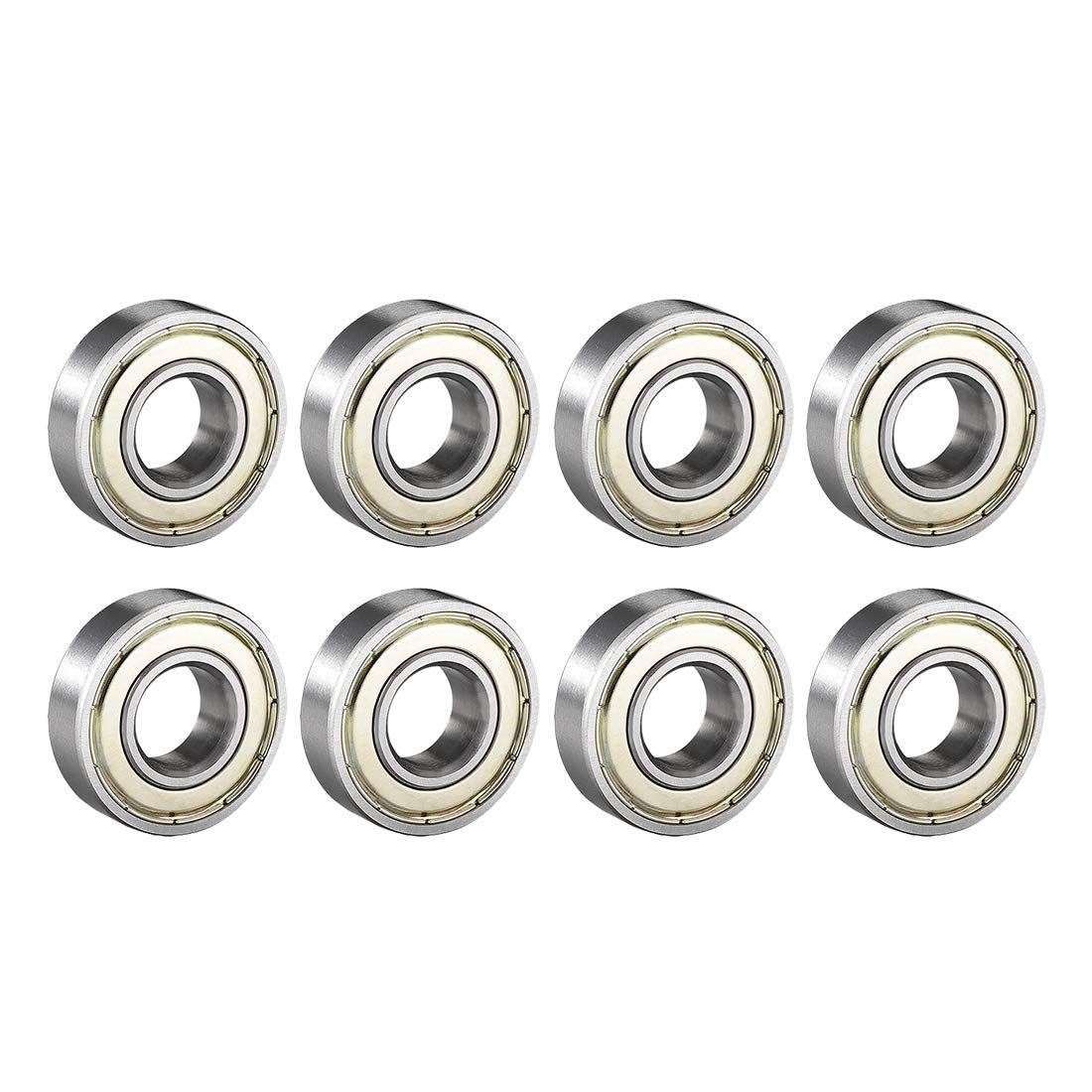 sourcing map 6001ZZ Ball Bearing 12mm x 28mm x 8mm Double Shielded 6001-2Z 80101 Deep Groove Bearings High Carbon Steel Z1 (Pack of 8)
