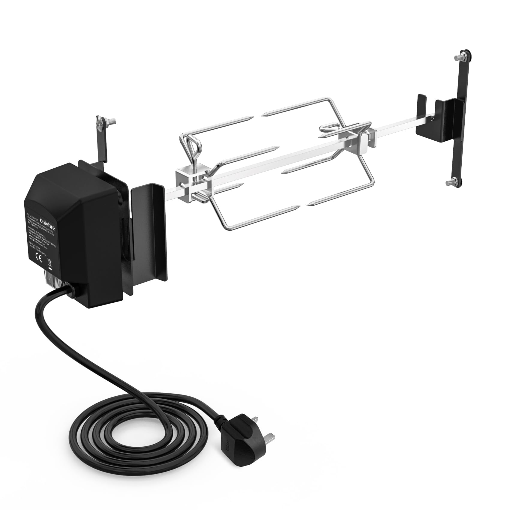 onlyfire BRK-6114 Grill Rotisserie Kit with Electric Motor for Weber WSM 18" Cooker, BBQ Cooking Accessories