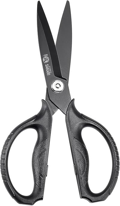 MITSUMOTO SAKARI Japanese Kitchen Scissors All Purpose Titanium Plated Heavy