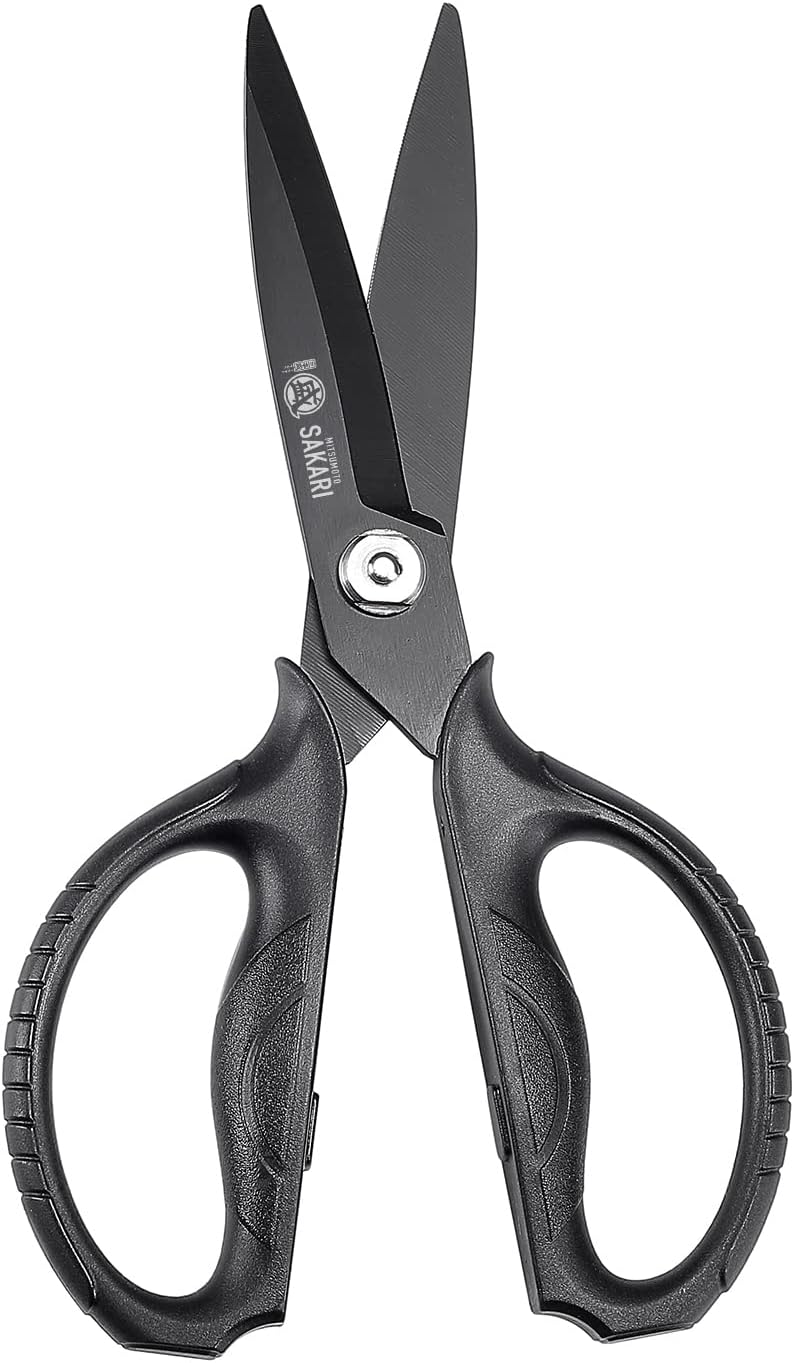 MITSUMOTO SAKARI Japanese Kitchen Scissors All Purpose Titanium Plated Heavy