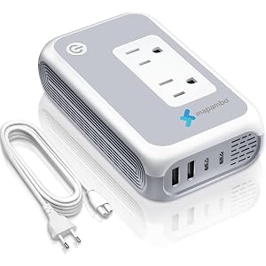 Voltage Converter US to Europe for Curling Iron and Hair Straighteners, 220V to 110V Converter for European Travel Plug Adapt