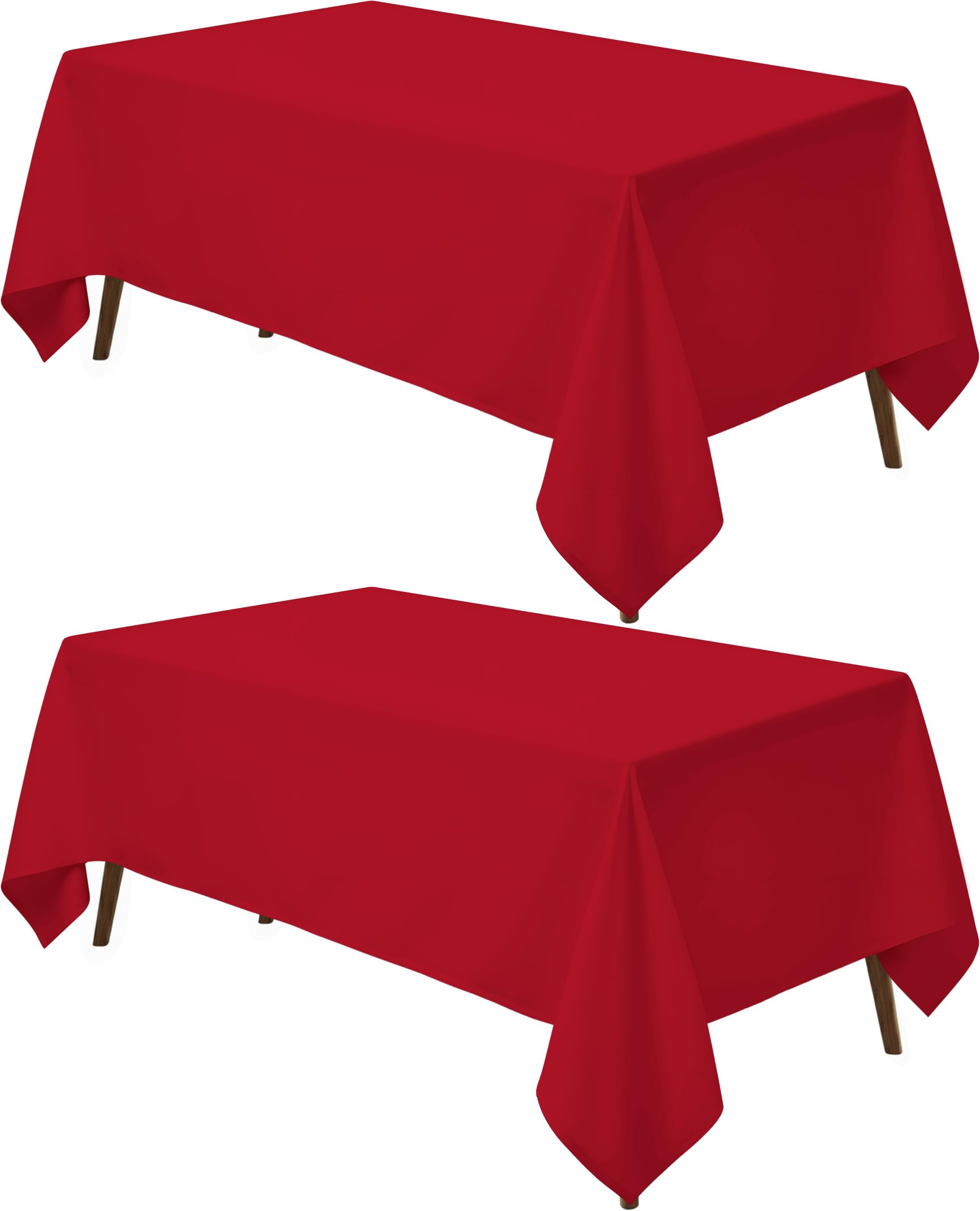 Utopia Kitchen Rectangle Tablecloth 152x213 cm - (Pack of 2) Red Table Cover Machine Washable Table Cloth Perfect for Parties, Weddings and Festivals (60x84 inches)